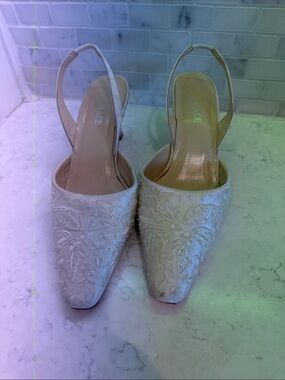 Grace Ivory Embroidered Slingback Heels